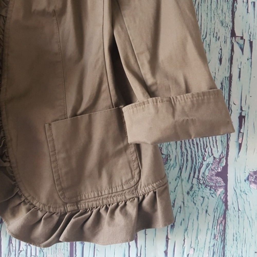 Talbots Olive Army Ruffle Jacket - Picture 4 of 11